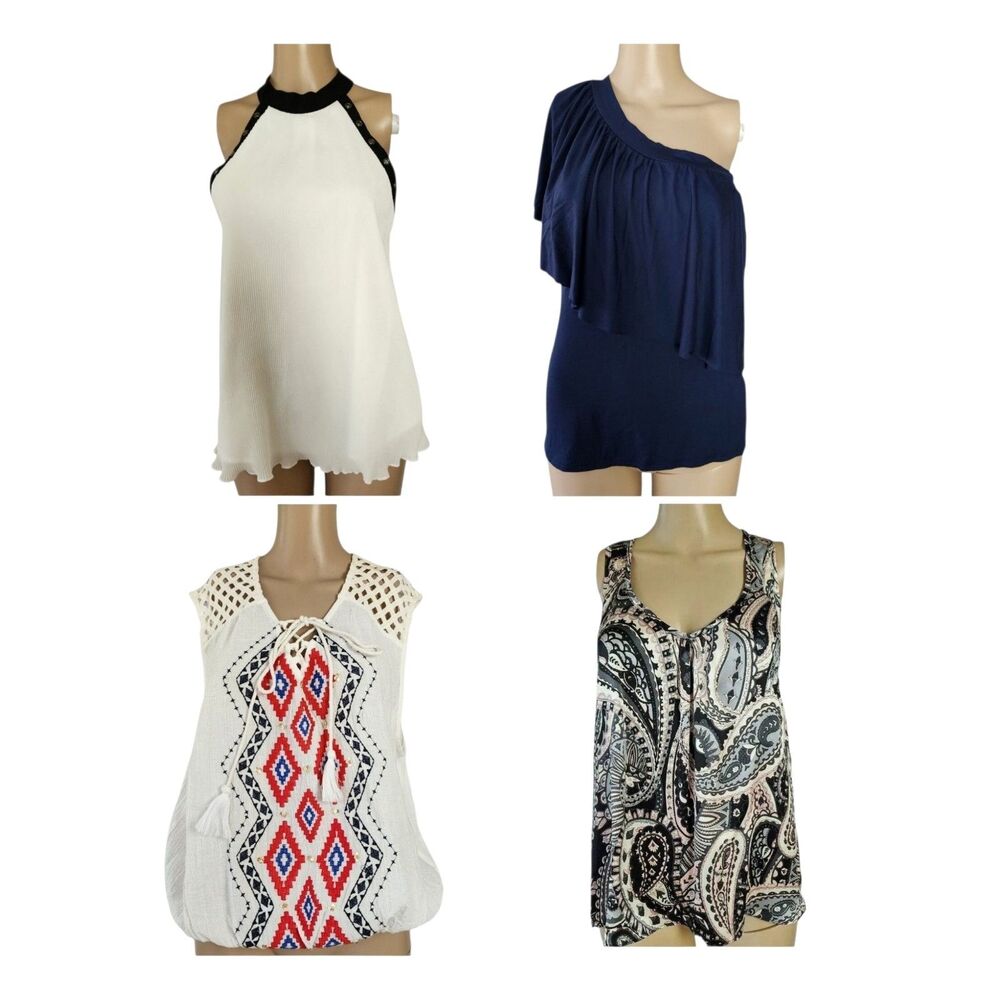 LOT OF 4 Sleeveless Tops Sugarlips, Three Dots, Ark & Co, Alice & Trixie - Small